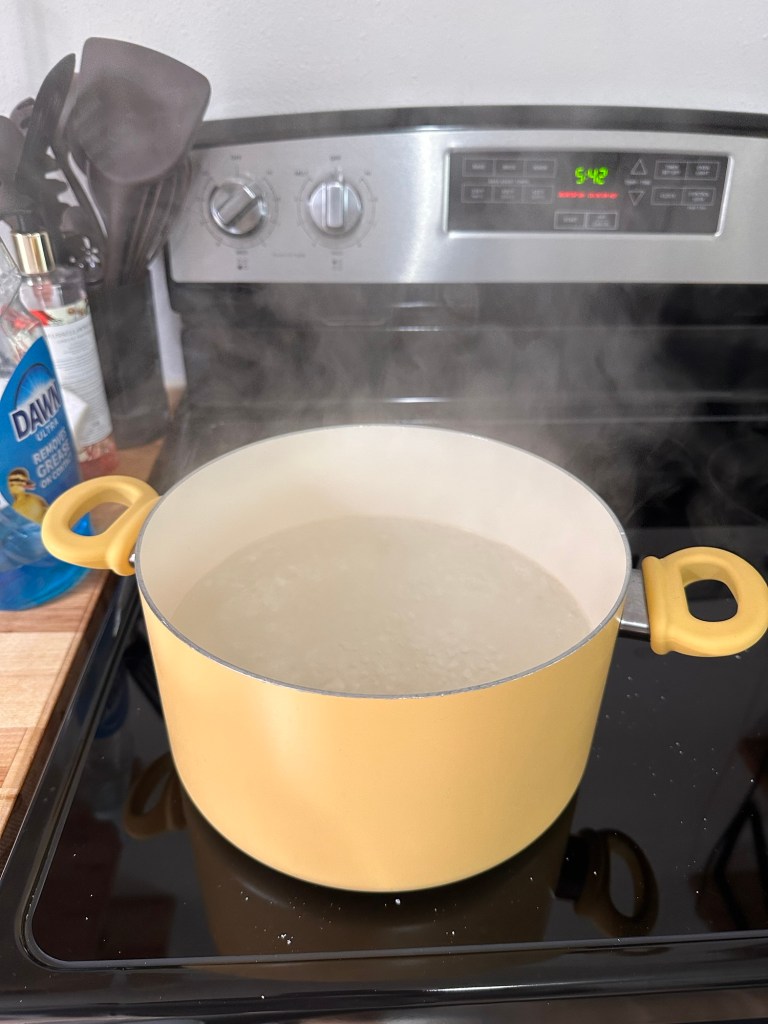 Large pot of boiling water 