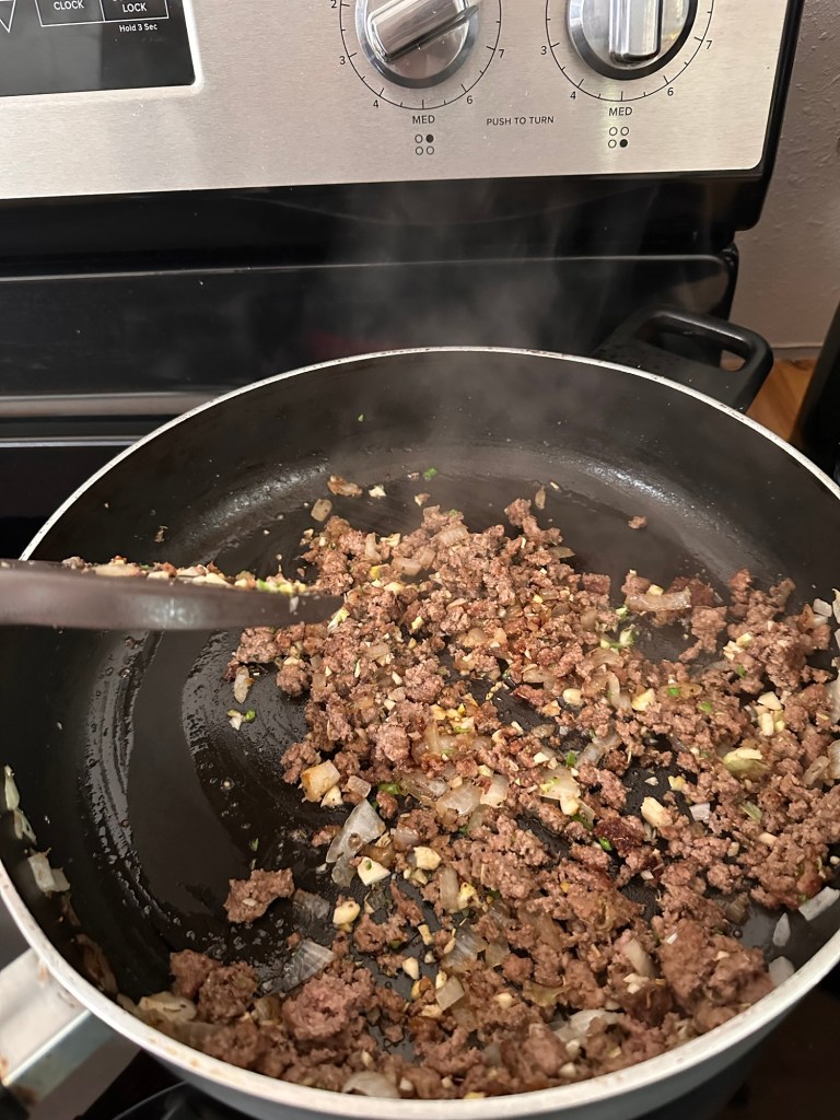 Garlic on ground beef