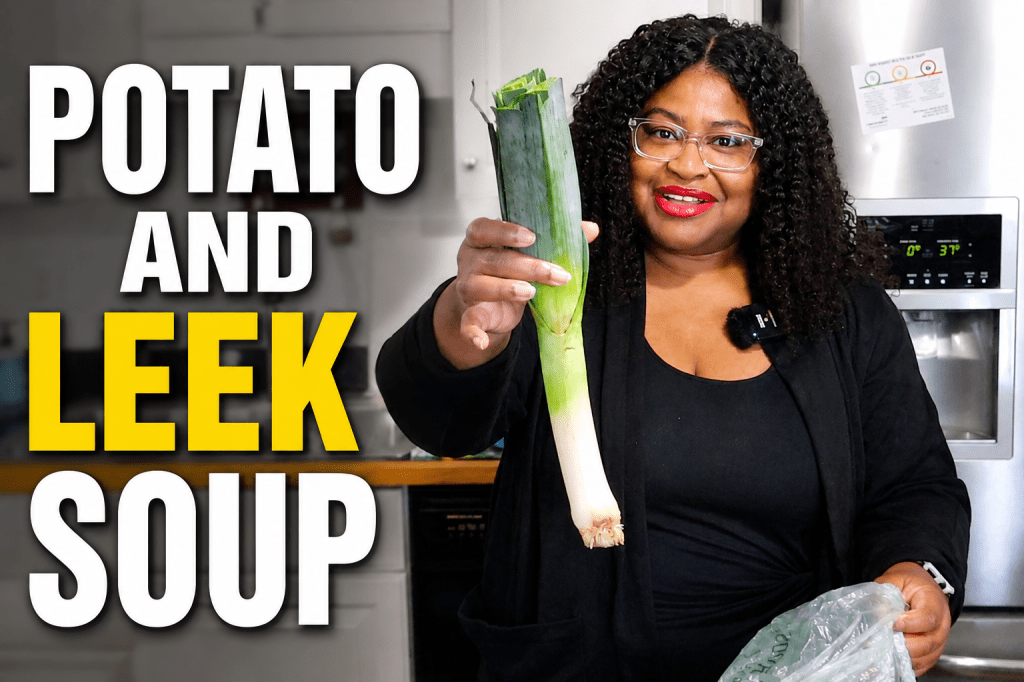 woman holding leek